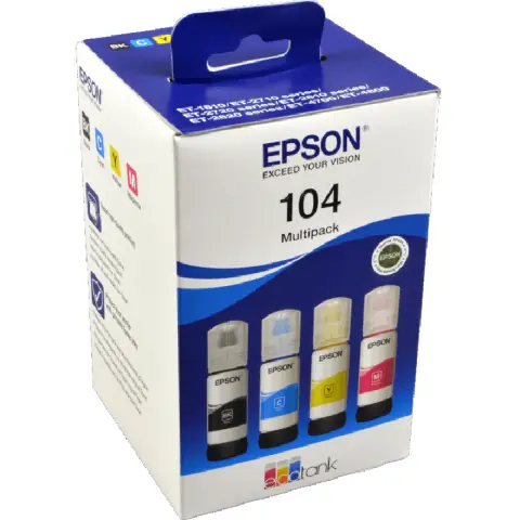 Zestaw Tuszy Epson 104 / C13T00P640 CMYK do drukarek (Oryginalny) -4szt.
